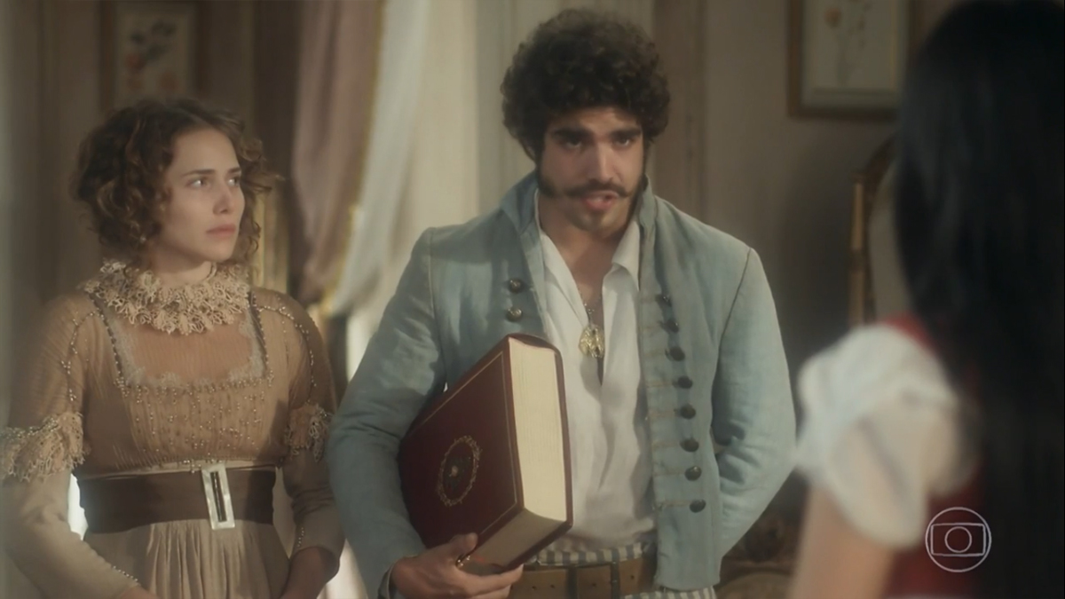 Leopoldina (Letícia Colin), Pedro (Caio Castro) e Anna (Isabelle Drummond) em Novo Mundo