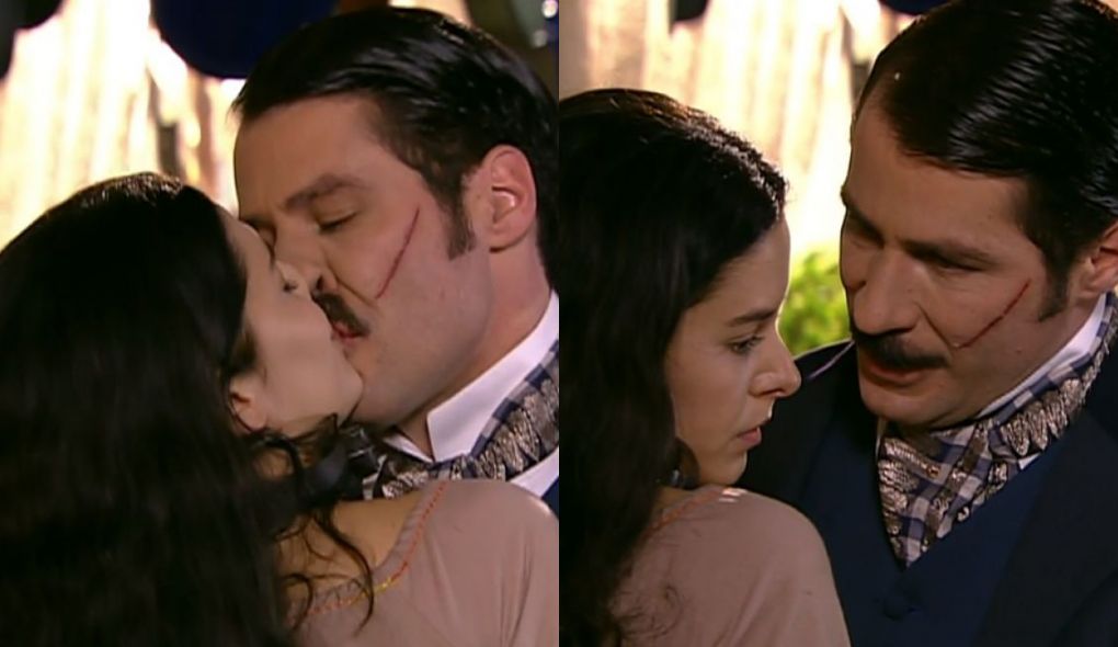 Leôncio (Leopoldo Pacheco) e Isaura (Bianca Rinaldi) de A Escrava Isaura