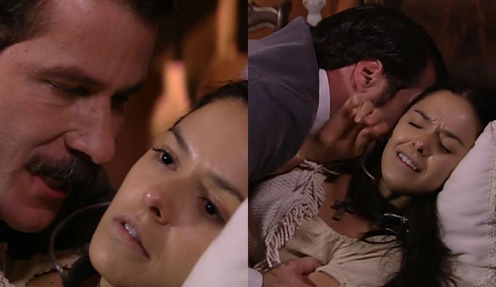 Leõncio (Leopoldo Pacheco) e Isaura (Bianca Rinaldi) de A Escrava Isaura
