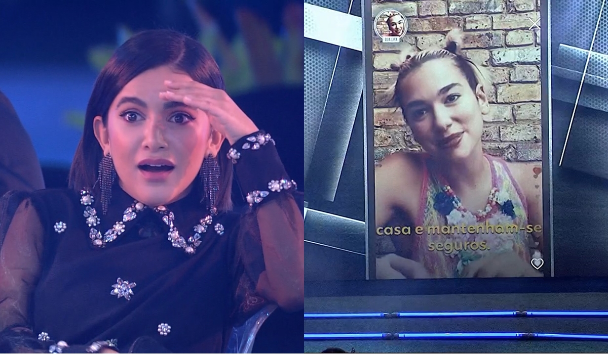 Manu fica surpresa com show de Dua Lipa no BBB20 (Reprodução/TVGlobo)