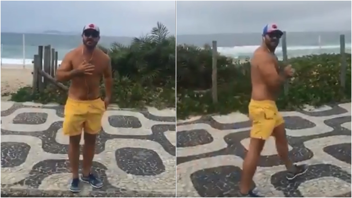 Marcelo Cosme é atacado verbalmente em orla no Rio de Janeiro (Reprodução: Twitter)
