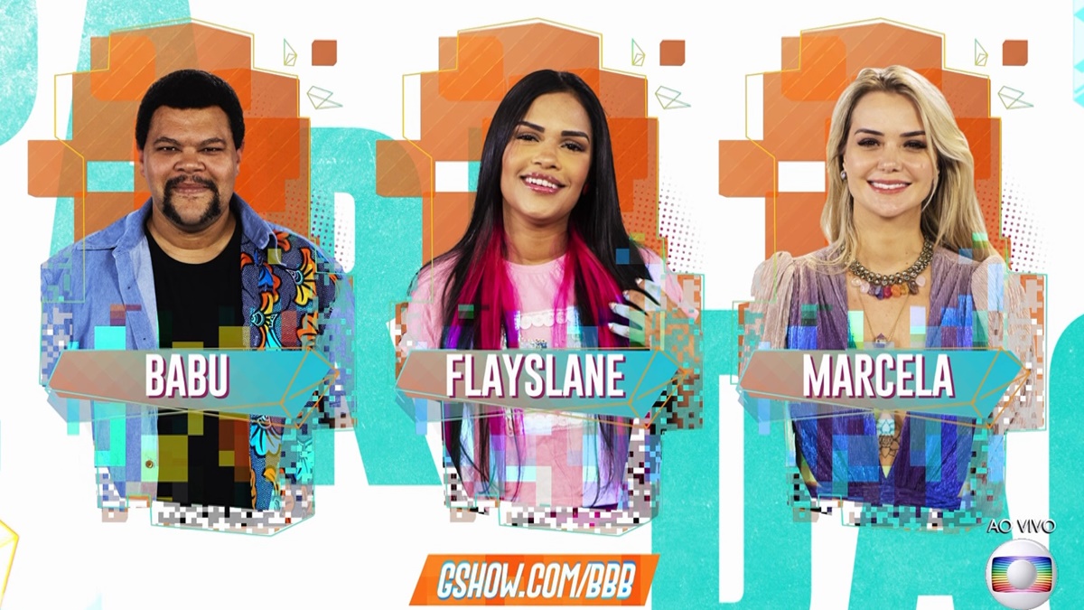 Babu, Flay e Marcela se enfrentam no paredão do BBB20 (Reprodução/TVGlobo)