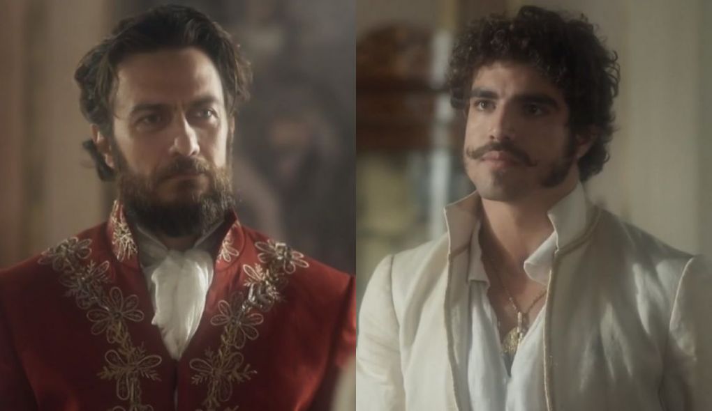 Thomas (Gabriel Braga Nunes) e Dom Pedro (Caio Castro) de Novo Mundo