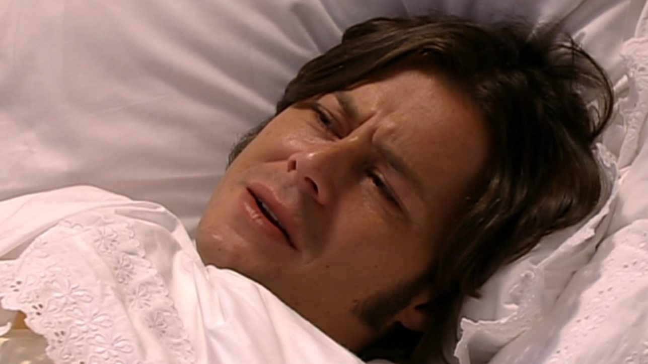 Álvaro (Theo Becker) doente em A Escrava Isaura