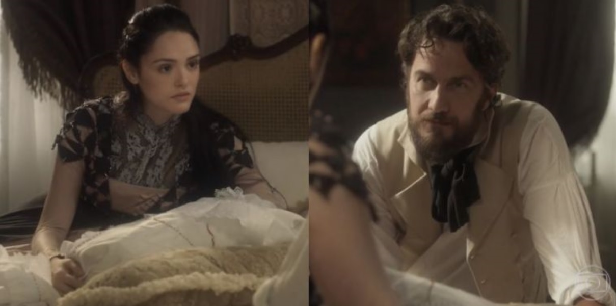 Anna (Isabelle Drummond) e Thomas (Gabriel Braga Nunes) de Novo Mundo