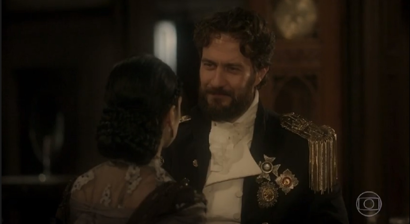 Anna (Isabelle Drummond) e Thomas (Gabriel Braga Nunes) em Novo Mundo