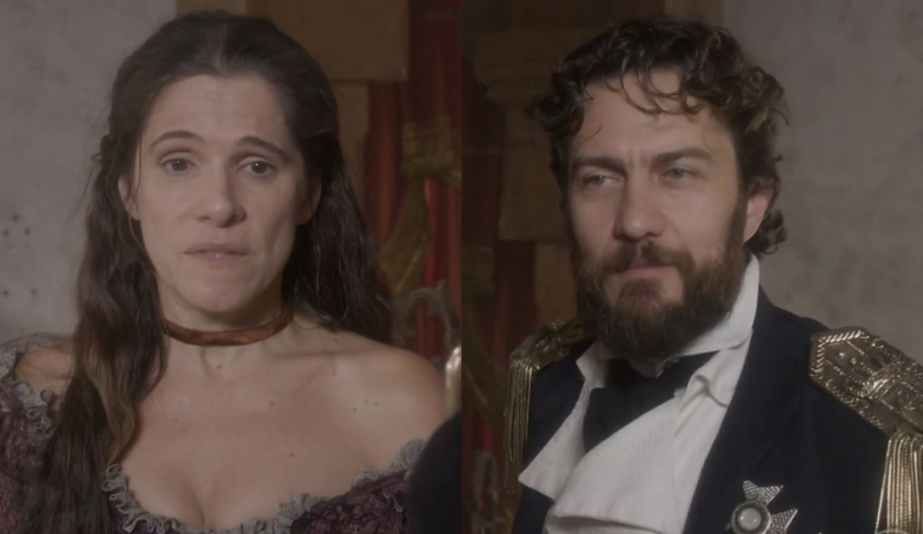 Elvira (Ingrid Guimarães) e Thomas (Gabriel Braga Nunes) de Novo Mundo