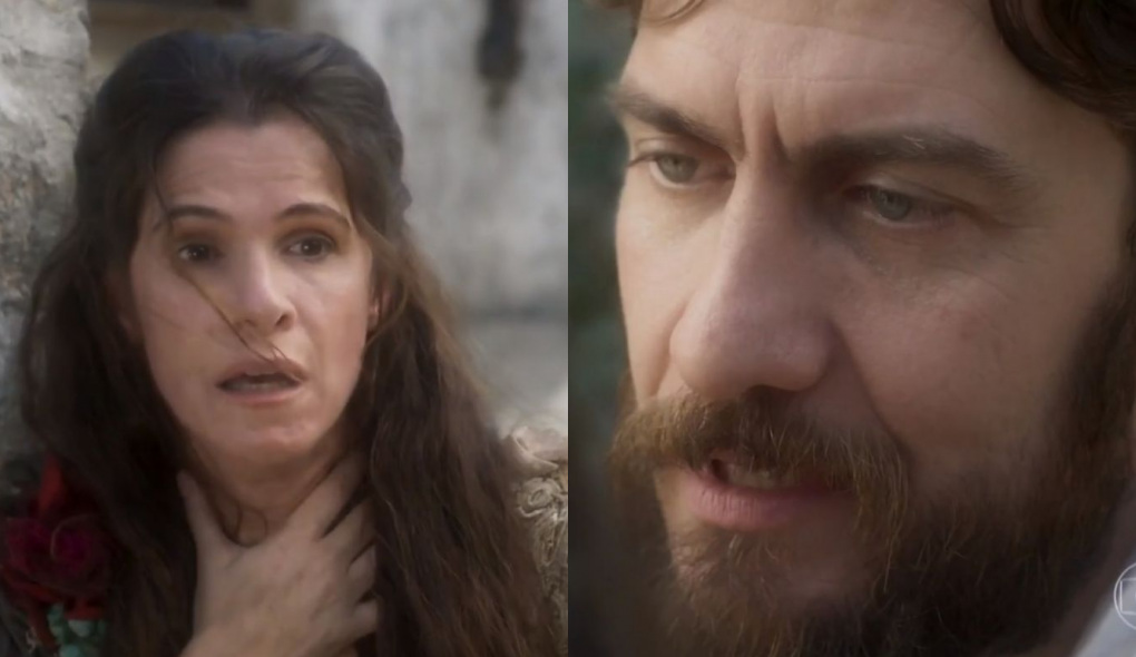 Elvira (Ingrid Guimarães) e Thomas (Gabriel Braga Nunes) de Novo Mundo