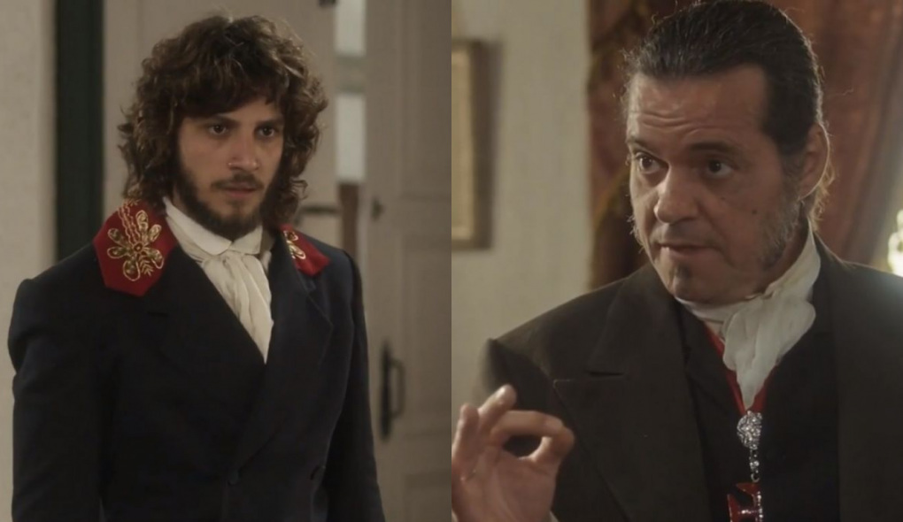 Joaquim (Chay Suede) e Bonifácio (Felipe Camargo) de Novo Mundo