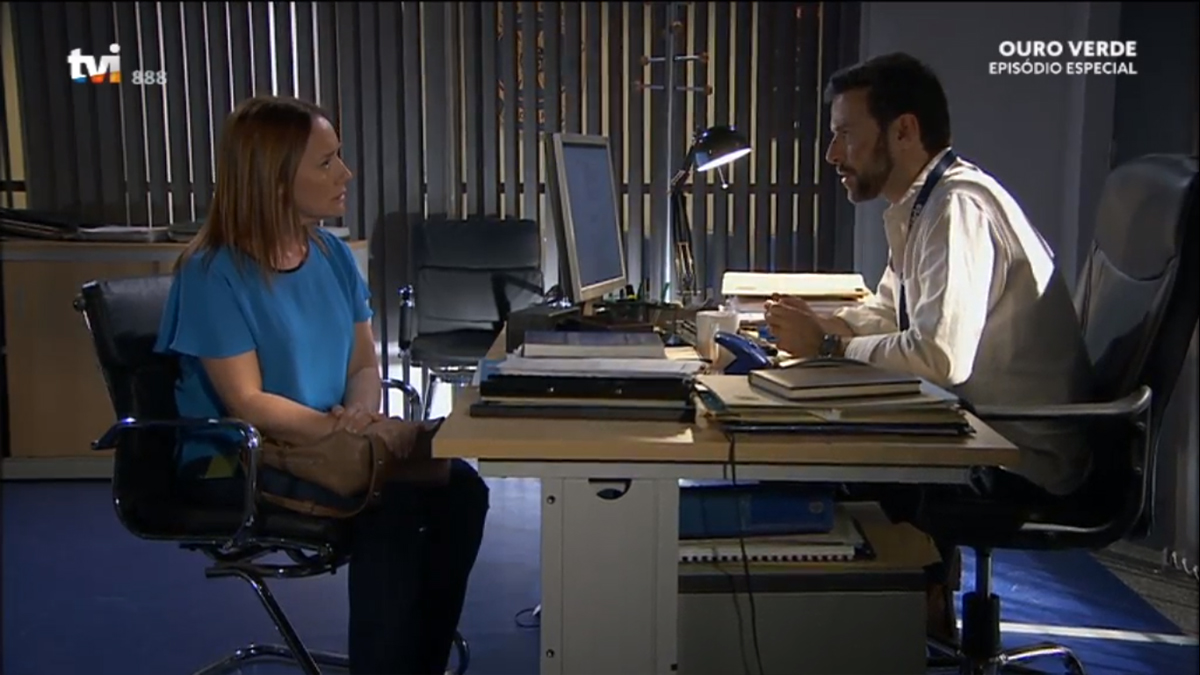 Judite (Sofia Nicholson) e Lúcio (Vitor D'Andrade) em Ouro Verde