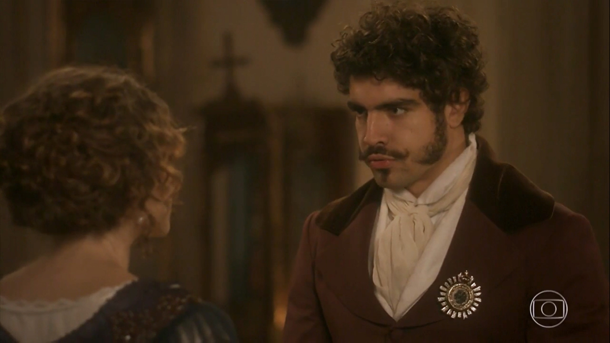 Leopoldina (Letícia Colin) e Pedro (Caio Castro) em Novo Mundo