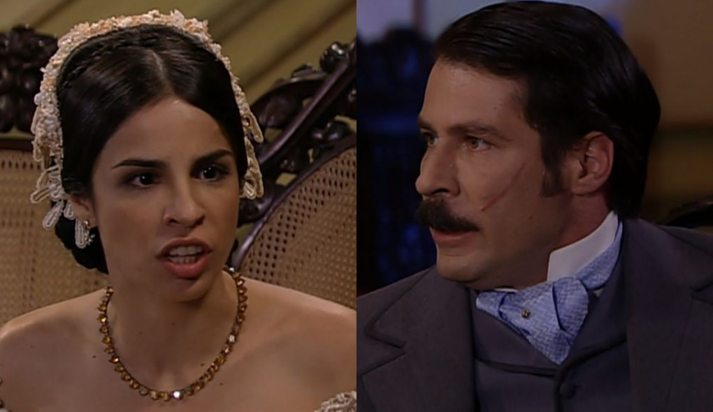 Malvina (Maria Ribeiro) e Leôncio (Leopoldo Pacheco) de A Escrava Isaura