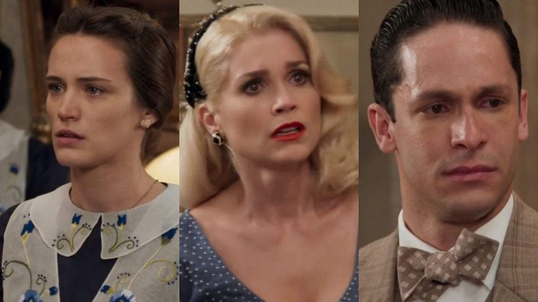 Maria (Bianca Bin), Sandra (Flávia Alessandra) e Celso (Rainer Cadete) de Êta Mundo Bom!