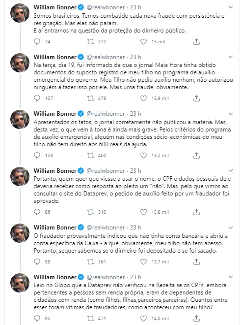 O jornalista disse que filho foi vítima de golpe