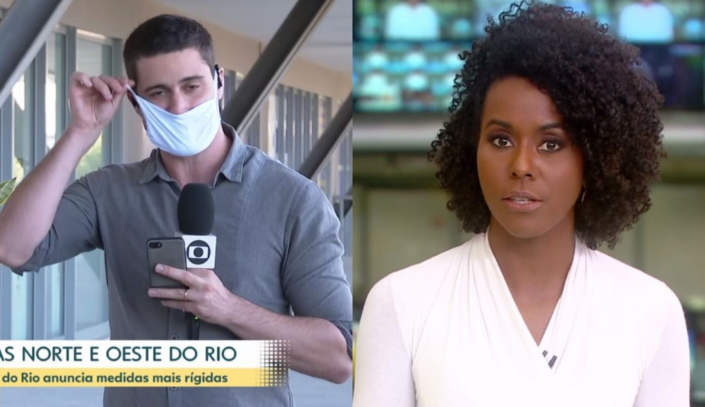 Repórter Pedro Figueiredo e Maju Coutinho no Jornal Hoje