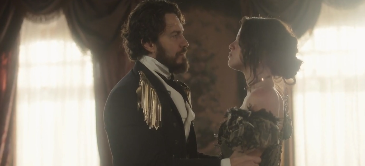 Thomas (Gabriel Braga Nunes) e Domitila (Agatha Moreira) de Novo Mundo