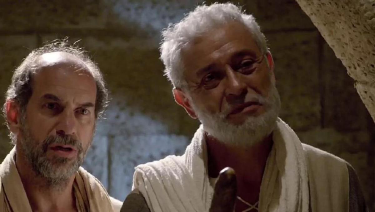 Roberto Bomtempo e Paulo Gorgulho como Elias e Moisés em Apocalipse (Reprodução / Record TV)