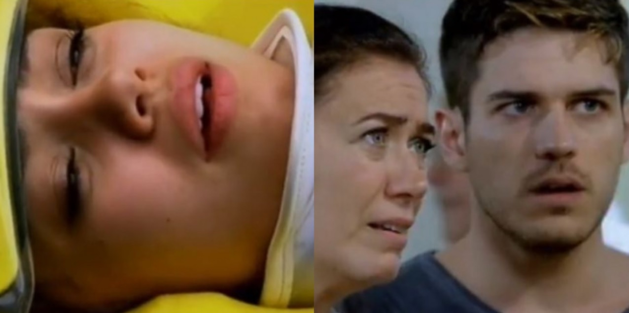 Amália (Sophie Charlotte), Griselda (Lilia Cabral) e Rafael (Marco Pigossi) de Fina Estampa