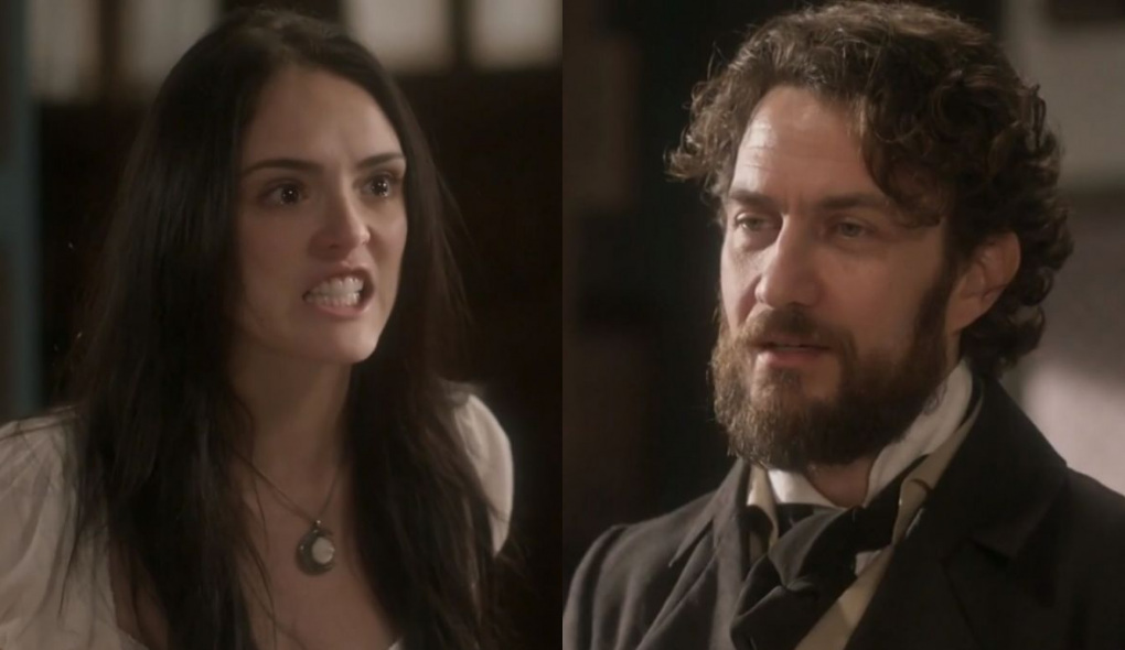 Anna (Isabelle Drummond) e Thomas (Gabriel Braga Nunes) de Novo Mundo