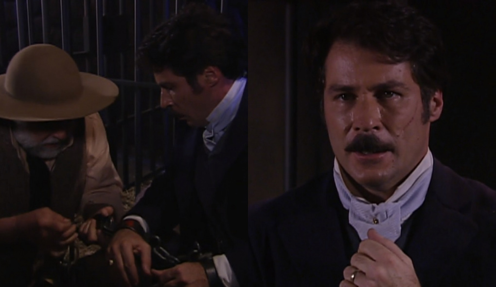 Chico (Jonas Mello) e Leôncio (Leopoldo Pacheco) de A Escrava Isaura