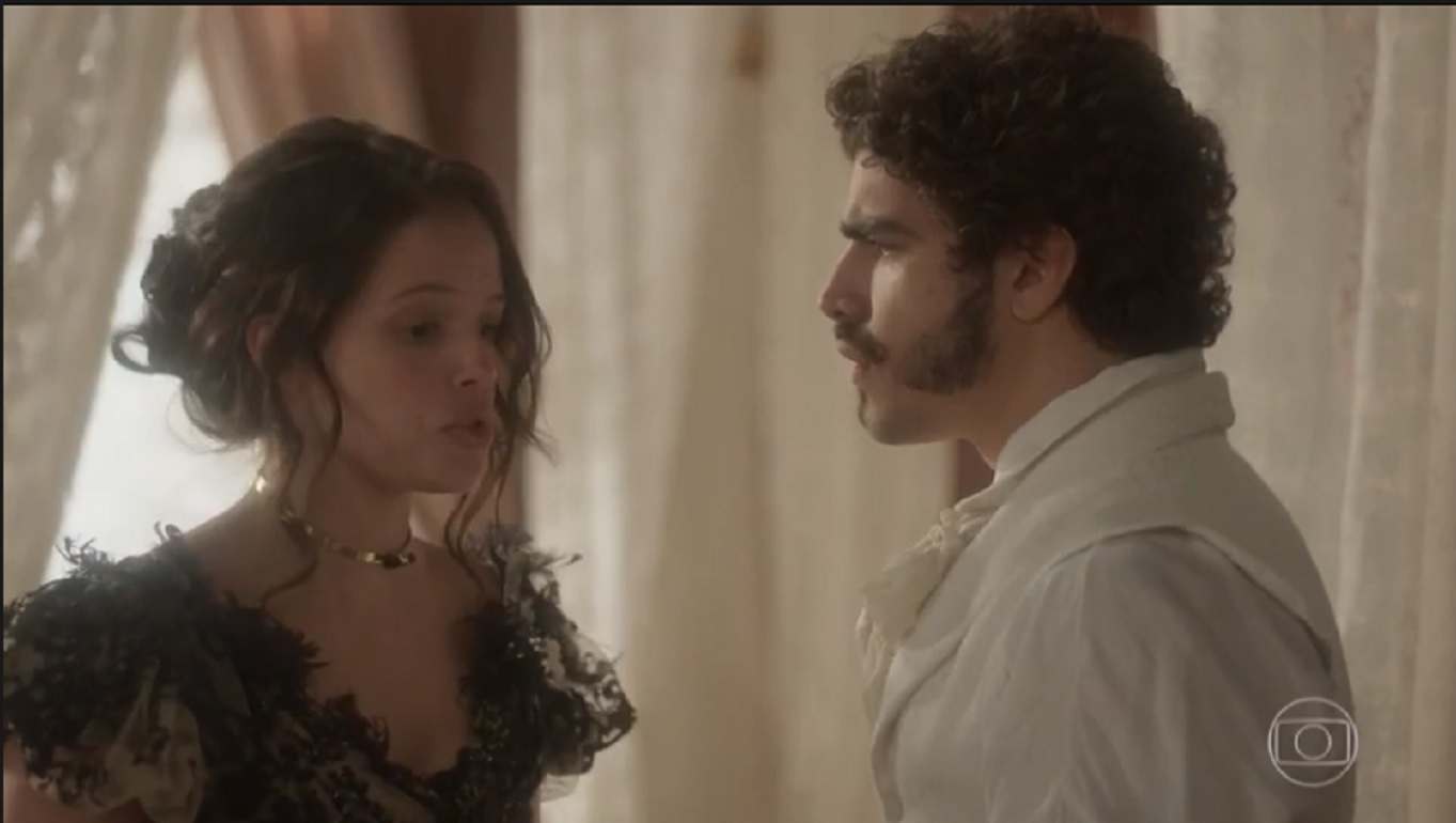 Domitila (Ágatha Moreira) e Dom Pedro (Caio Castro) em Novo Mundo