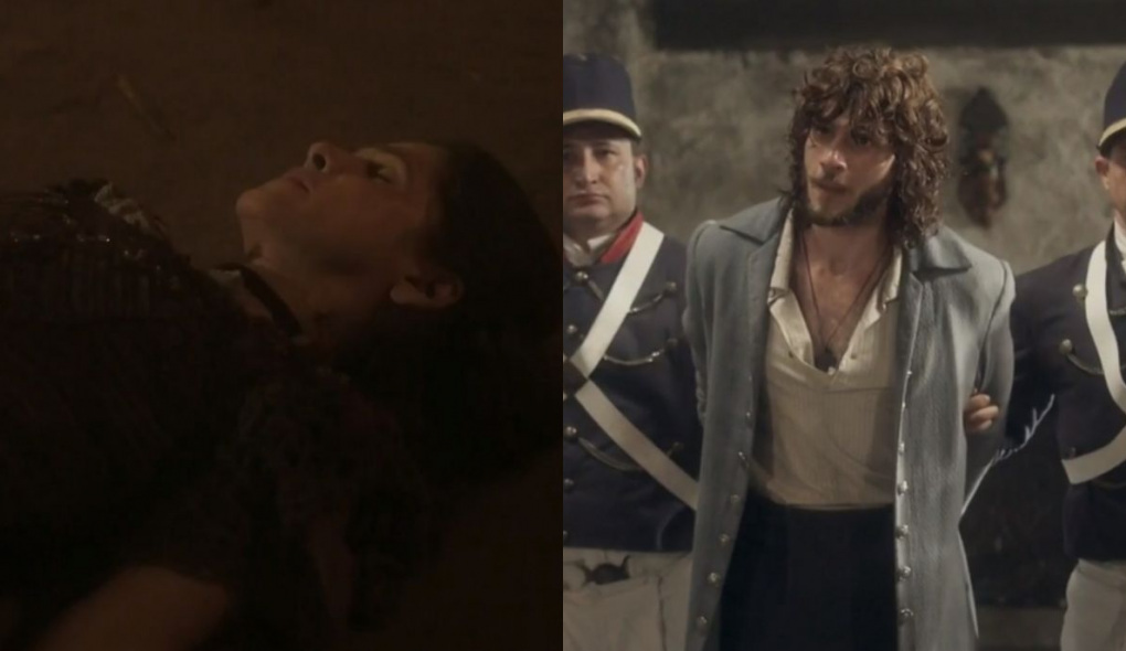 Elvira (Ingrid Guimarães) e Joaquim (Chay Suede) de Novo Mundo