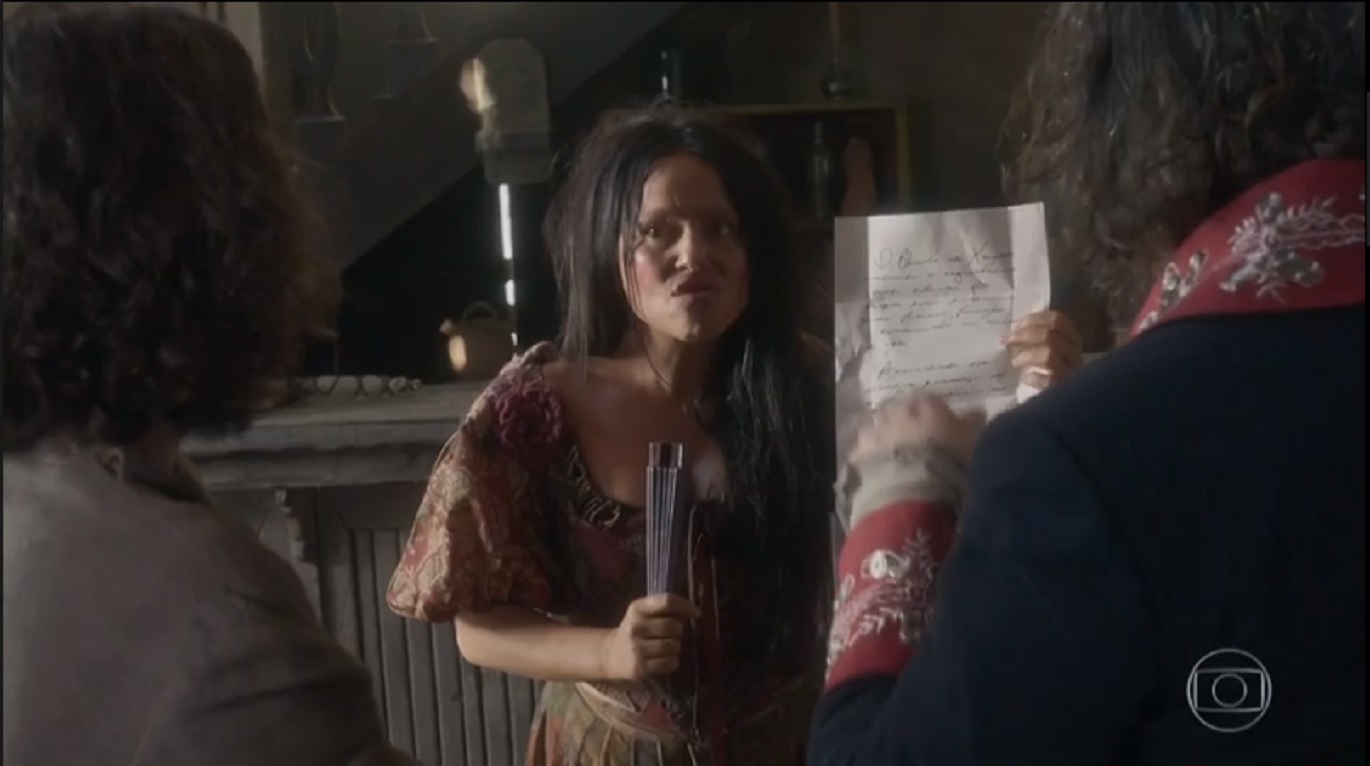 Hugo (César Cardadeiro), Germana (Vivianne Pasmanter) e Licurgo (Guilherme Piva) em Novo Mundo