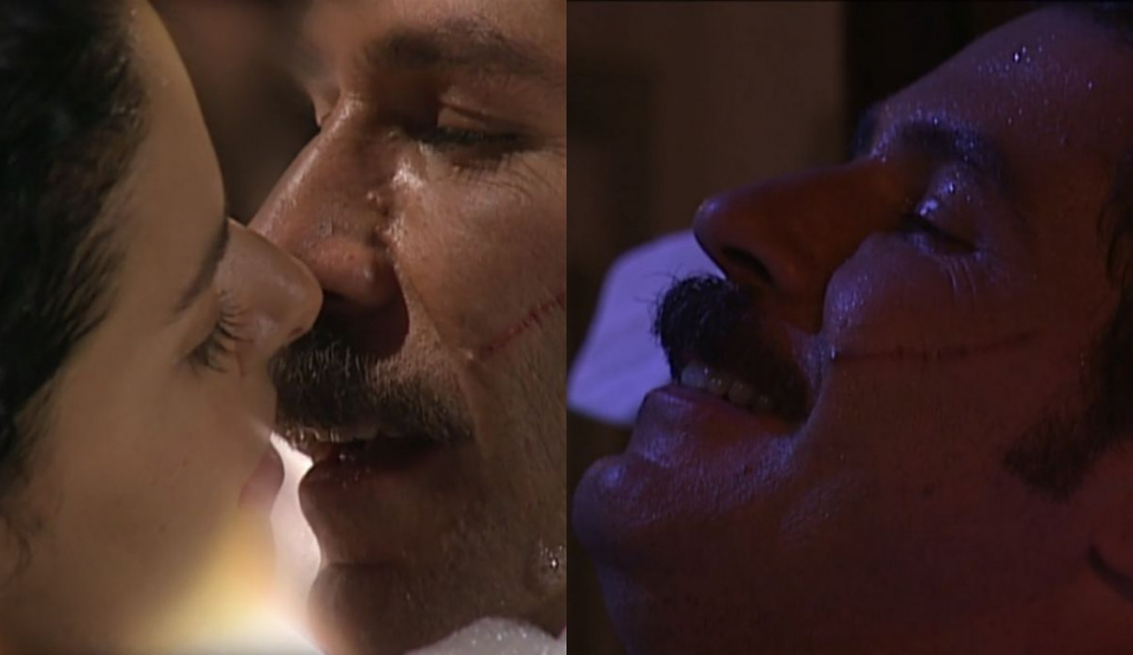 Isaura (Bianca Rinaldi) e Leôncio (Leopoldo Pacheco) de A Escrava Isaura