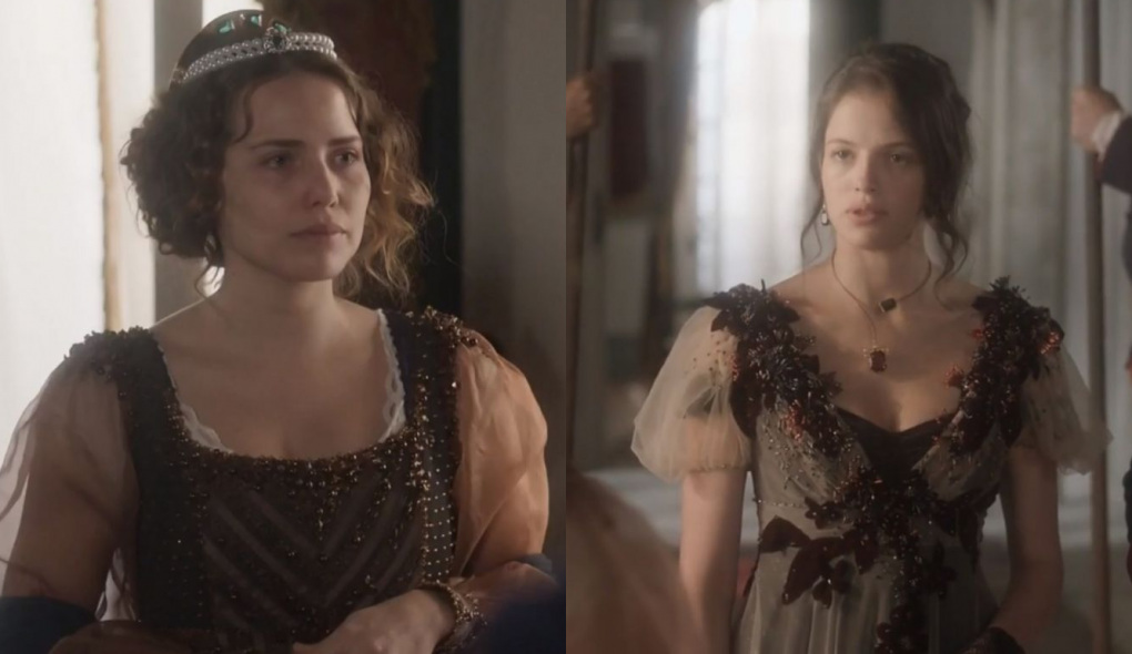 Leopoldina (Letícia Colin) e Domitila (Agatha Moreira) de Novo Mundo