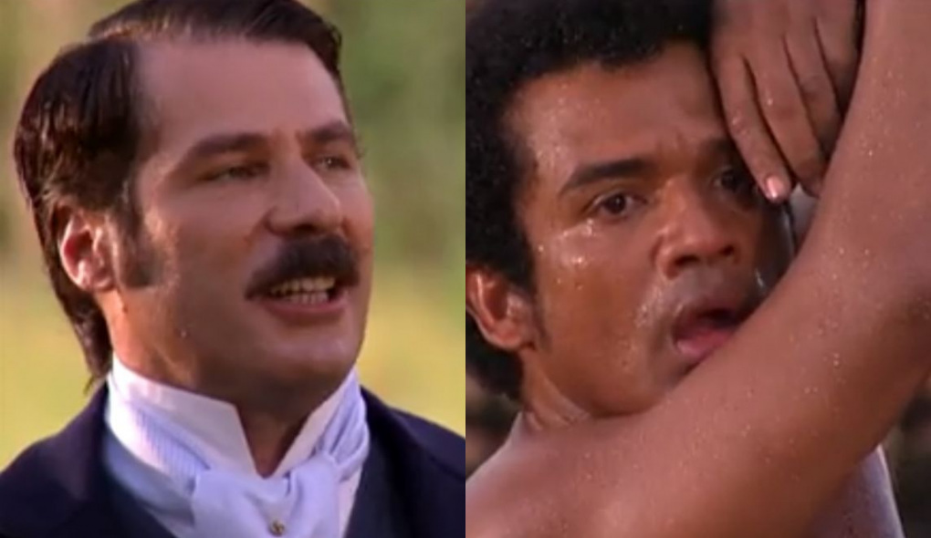 Leôncio (Leopoldo Pacheco) e André (Déo Garcez) de A Escrava Isaura