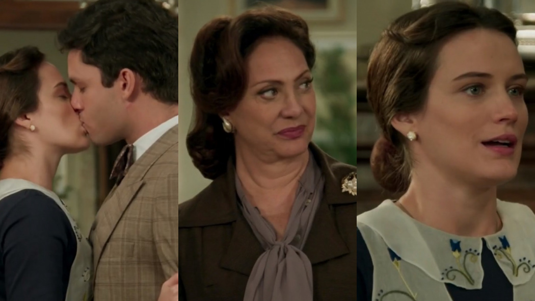 Maria (Bianca Bin), Celso (Rainer Cadete) e Anastácia (Eliane Giardini) de Êta Mundo Bom!