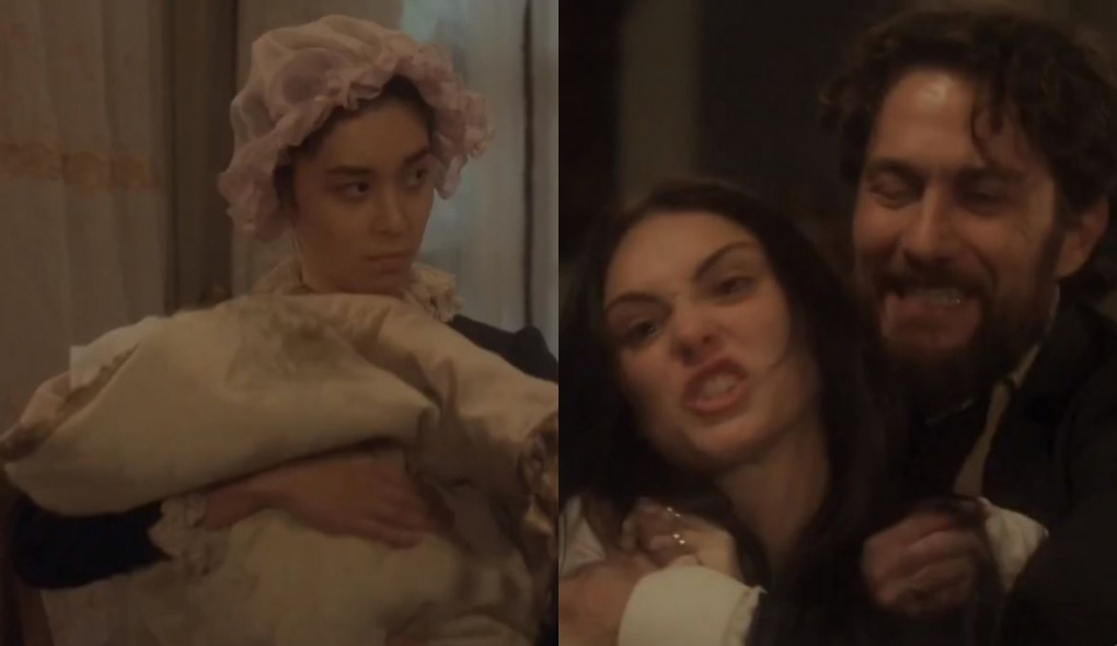 Miss Liu (Luana Tanaka), Anna (Isabelle Drummond) e Thomas (Gabriel Braga Nunes) de Novo Mundo