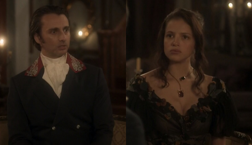 Patrício (André Dias) e Domitila (Agatha Moreira) de Novo Mundo