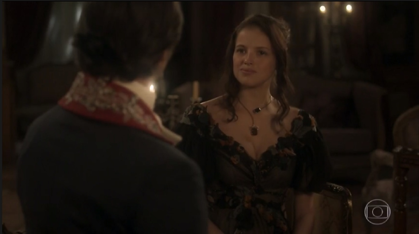 Patrício (André Dias) e Domitila (Agatha Moreira) em Novo Mundo