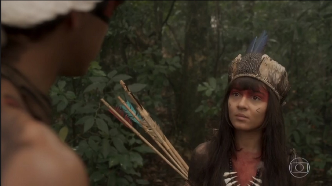 Piatã (Rodrigo Simas) e Jacira (Giullia Buscacio) em Novo Mundo