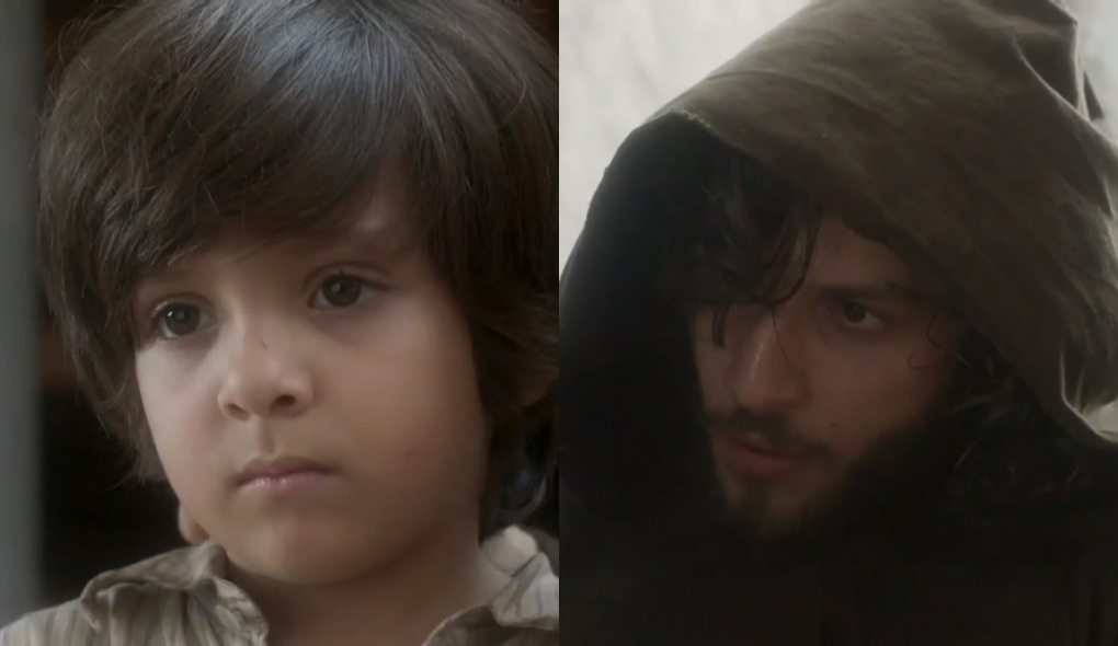 Quinzinho (Theo de Almeida Lopes) e Joaquim (Chay Suede) de Novo Mundo