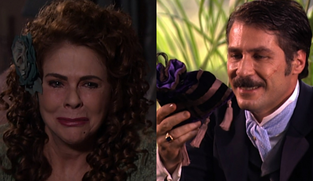 Serafina (Maria Cláudia) e Leôncio (Leopoldo Pacheco) de A Escrava Isaura