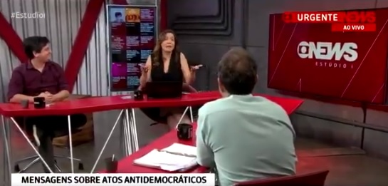 Maria Beltrão dá bronca em Octávio Guedes, no Estúdio I