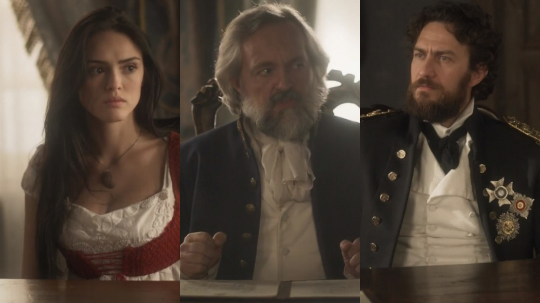 Anna (Isabelle Drummond) e Thomas (Gabriel Braga Nunes) de Novo Mundo