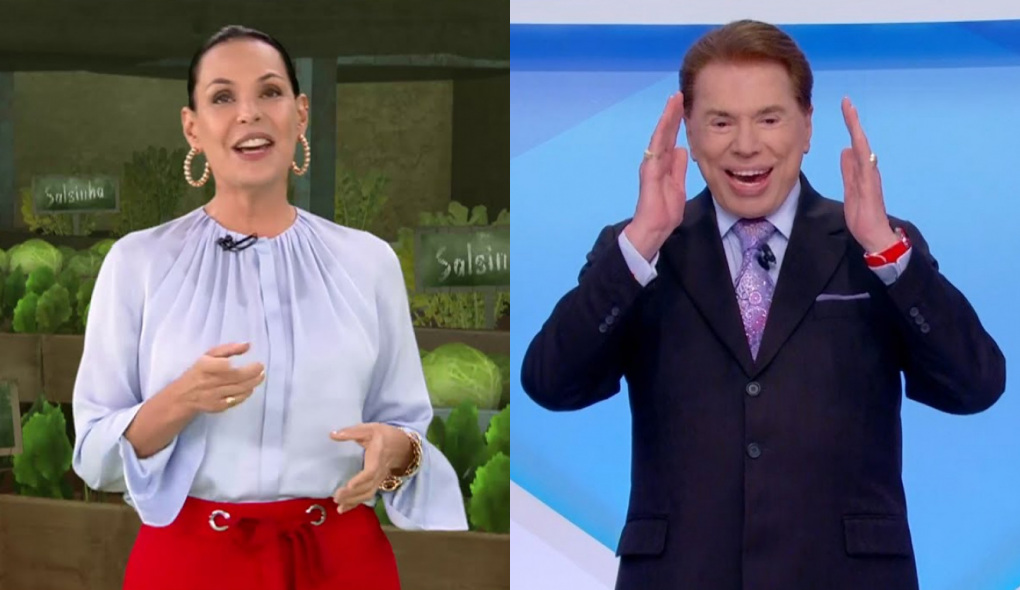Carolina Ferraz no Domingo Espetacular e Silvio Santos