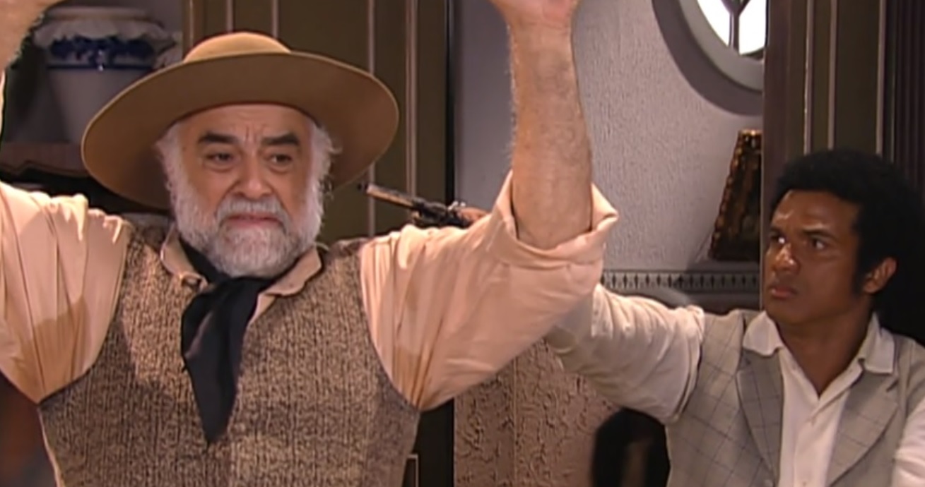 Chico (Jonas Mello) e André (Déo Garcez) de A Escrava Isaura