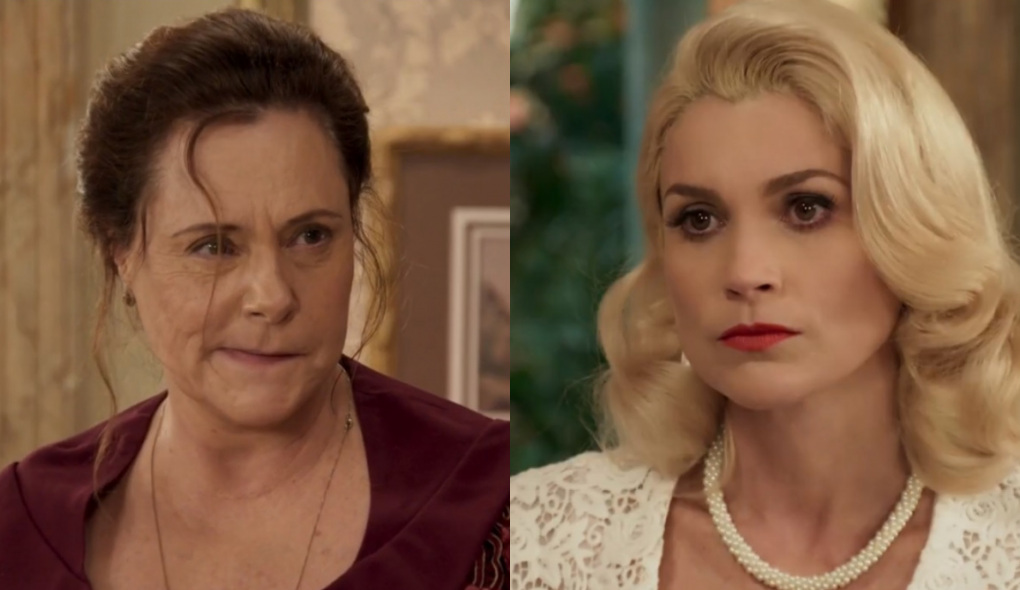 Cunegundes (Elizabeth Savala) e Sandra (Flávia Alessandra) de Êta Mundo Bom!