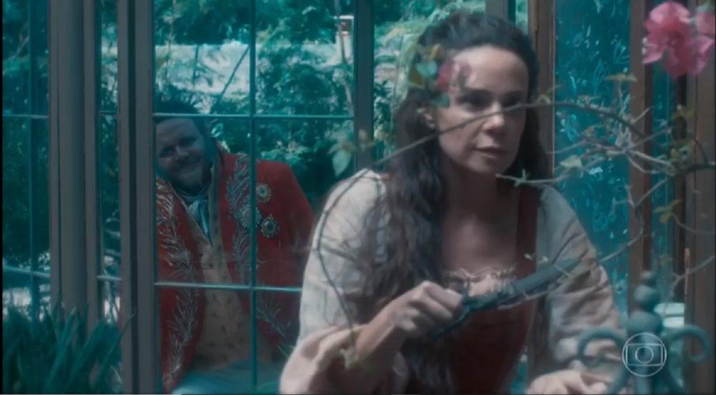 Dom João (Leo Jaime) e Amália (Vanessa Gerbelli) em Novo Mundo