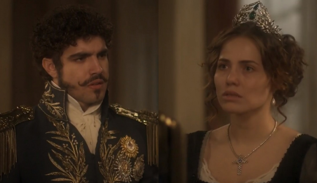 Dom Pedro (Caio Castro) e Leopoldina (Letícia Colin) de Novo Mundo