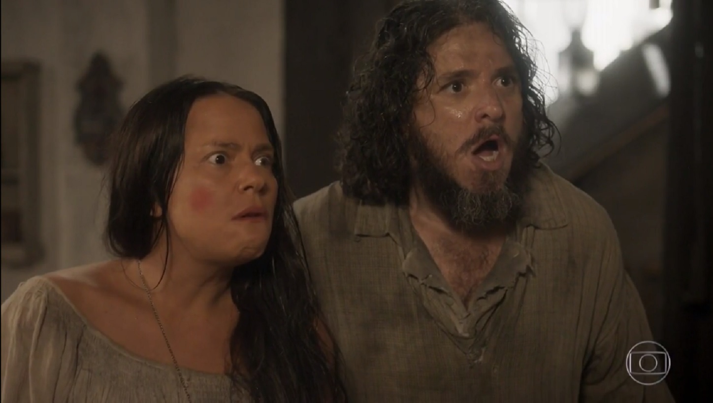 Germana (Vivianne Pasmanter) e Licurgo (Guilherme Piva) em Novo Mundo