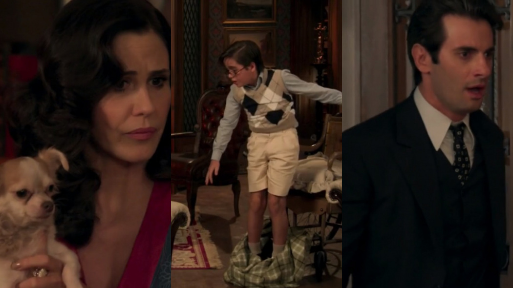 Ilde (Guilhermina Guinle), Claudio (Xande de Valois) e Araújo (Flávio Tolezani) de Êta Mundo Bom!