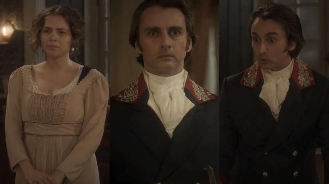Leopoldina (Letícia Colin) e Patrício (André Dias) de Novo Mundo
