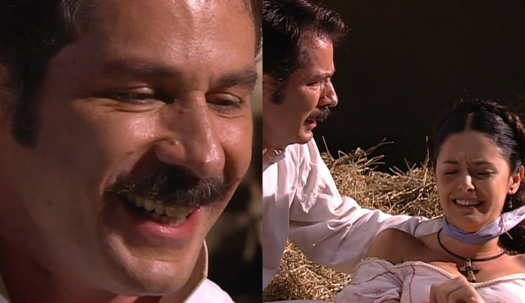 Leôncio (Leopoldo Pacheco) e Isaura (Bianca Rinaldi) de A Escrava Isaura