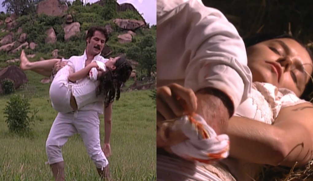Leôncio (Leopoldo Pacheco) e Isaura (Bianca Rinaldi) de A Escrava Isaura