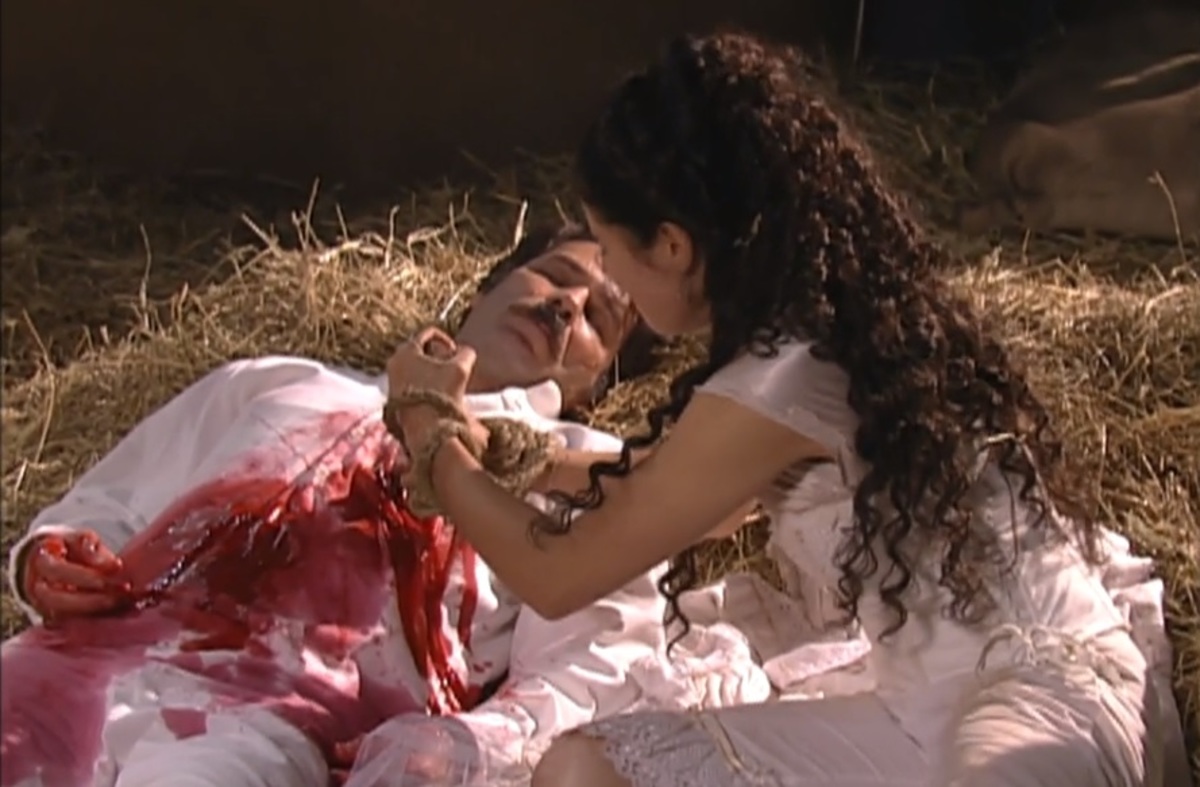 Leôncio (Leopoldo Pacheco) e Isaura (Bianca Rinaldi) de A Escrava Isaura